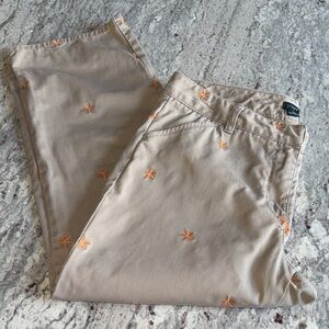 J. Crew Favorite Fit Chino Capri Pant with Embroidered Starfish Detailing